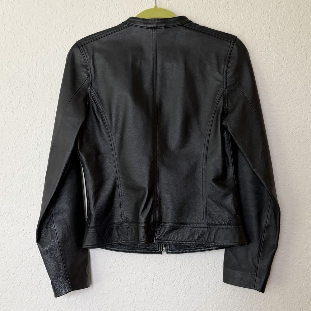 Y2k Vintage Rampage 100% Leather Jacket Size Medium Black Moto Chic Biker Baddie - Picture 4 of 16